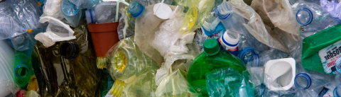 Close up photo of plastic bottles