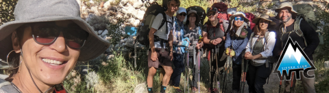 OC WTC Leaders Kim Crane and Lubna Debbini lead these smiling faces up Pine Creek Pass by Lubna Debb