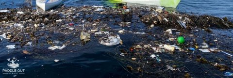 Litter at LA Harbor breakwater 