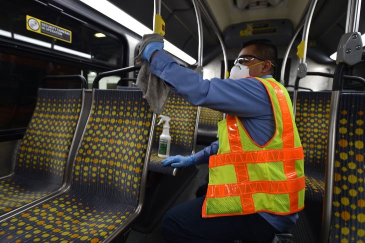 L.A. Metro officials say employees are continuing to clean and disinfect all its buses and trains once a day, which happens overnight at their respective divisions. (Courtesy Los Angeles Metro)