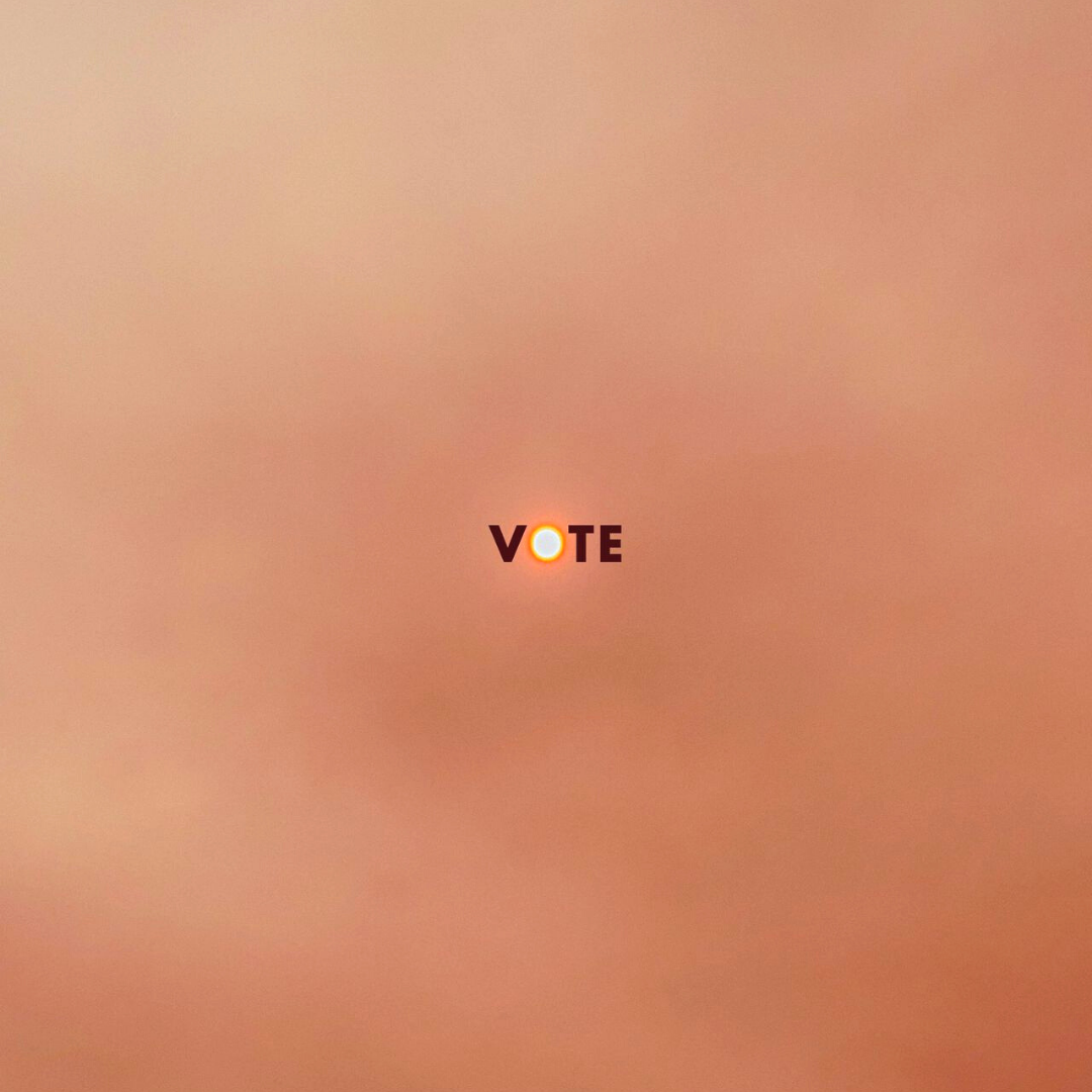 Greg Maguire's viral "vote" image, made out of a smoky sun in Portland.