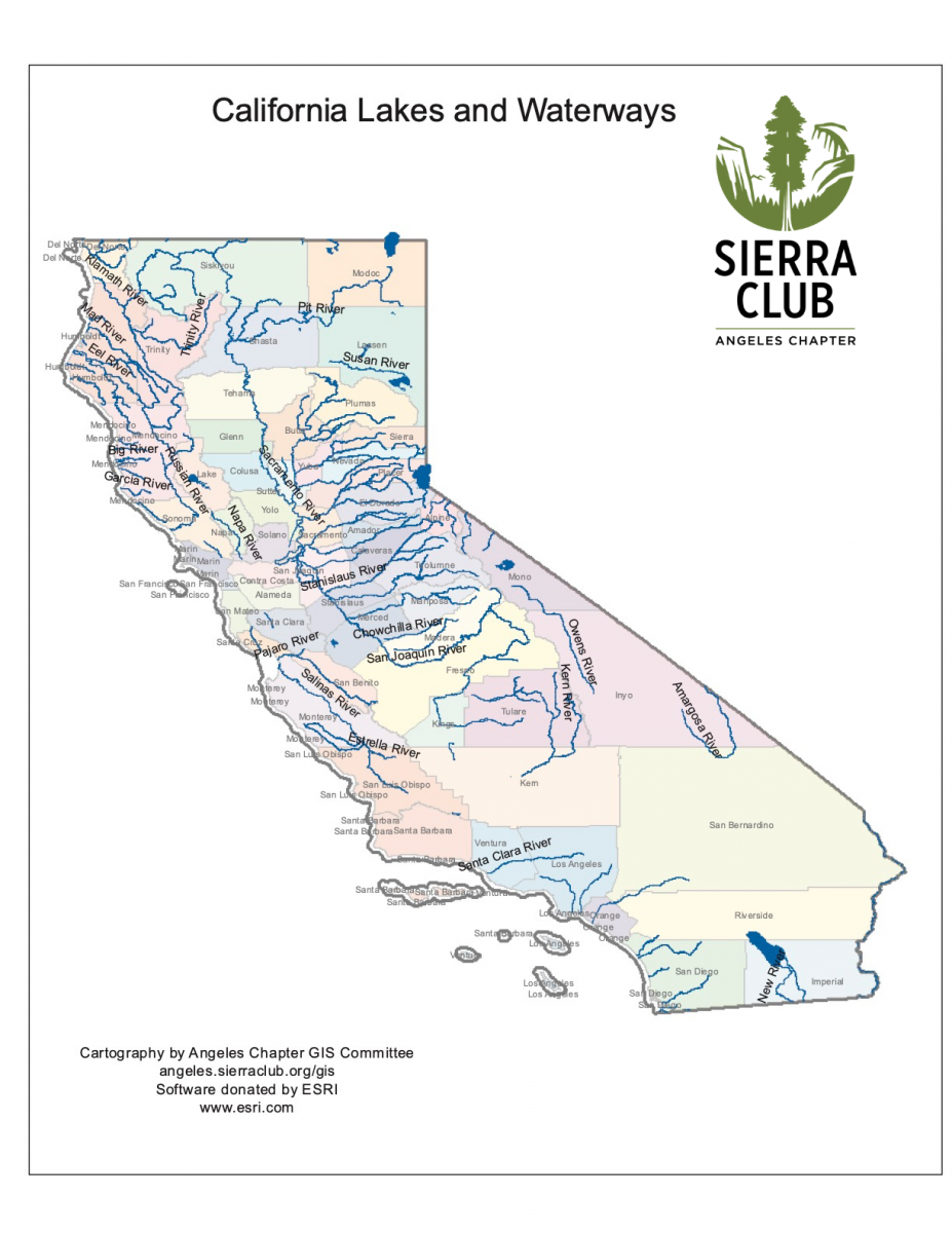 Map of California Lakes and Waterways
