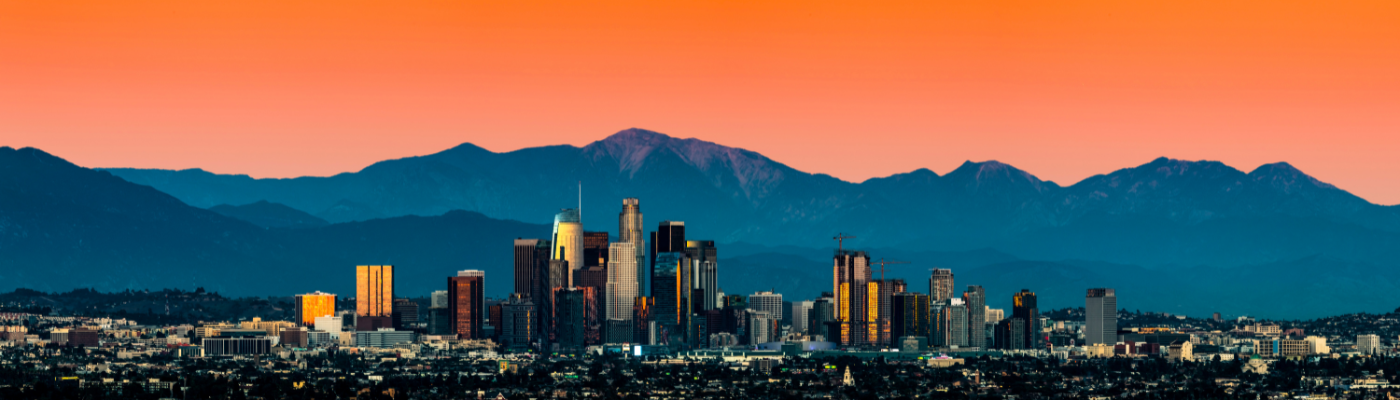 Los Angeles Skyline at sunset classic view by Larry Gibson