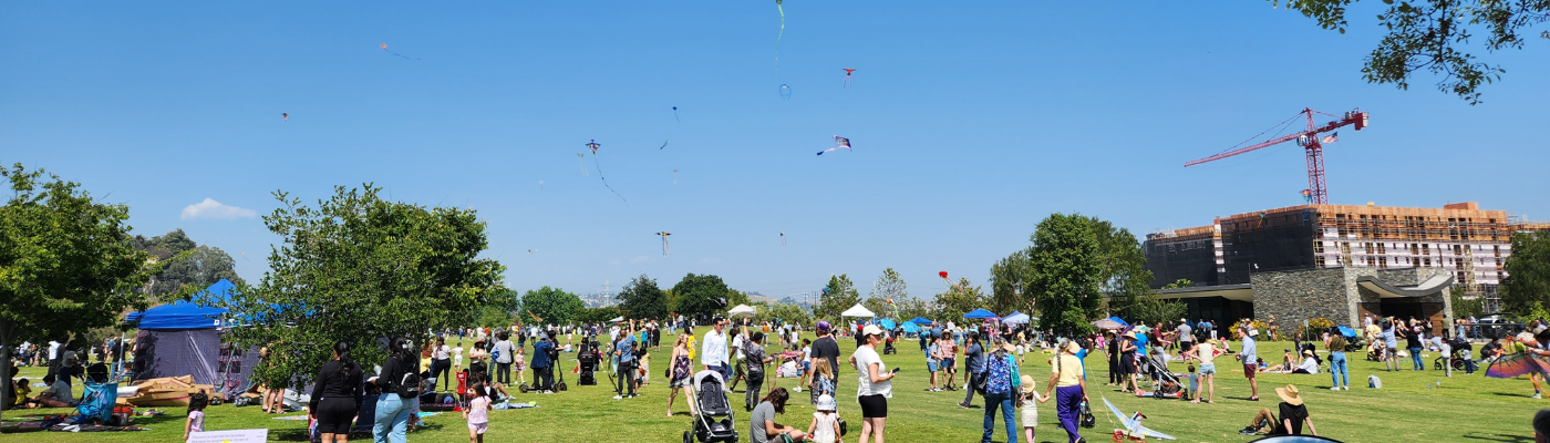 In solidarity with the community, Central Group activists attend a kite festival in LA Historic Park