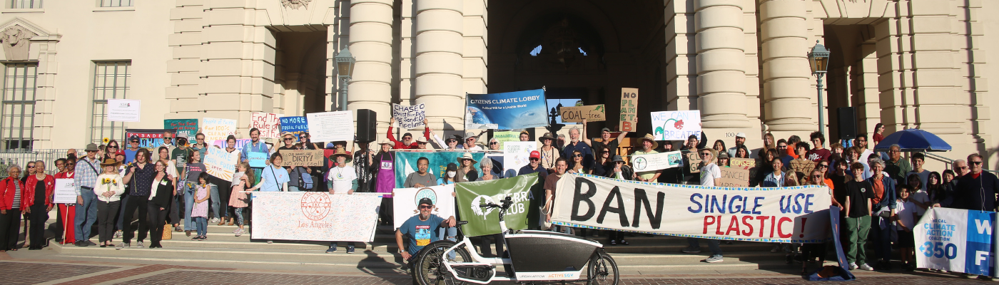 Pasadena Regional group with various climate and environmental organizations at the Pasadena 100 Ral