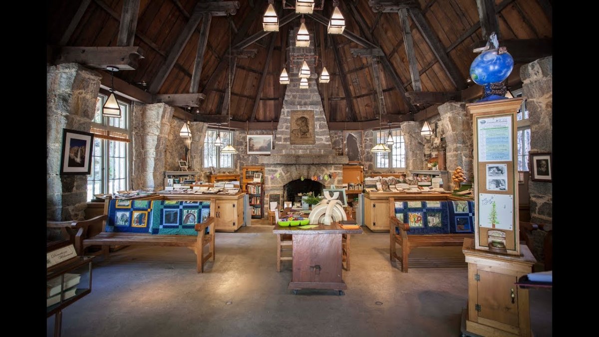 Inside the Yosemite Conservation Heritage Center is a library and other educational displays